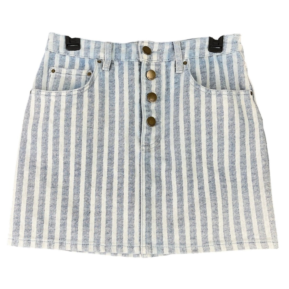 Billabong High Rise Denim Skirt Women 27 Button Front Pocket‎ Design